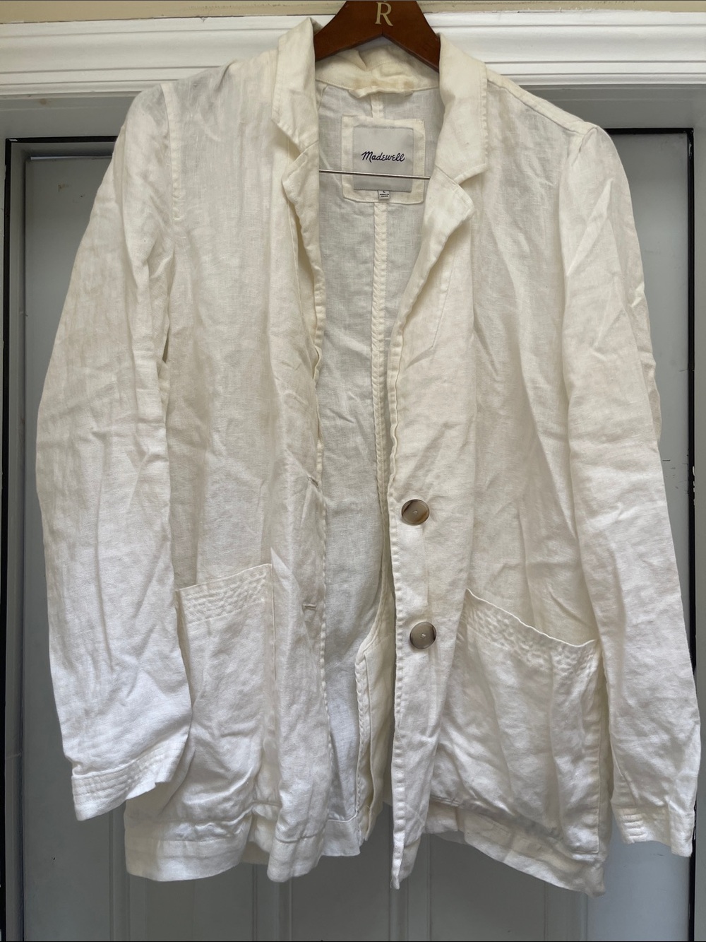 Madewell White Lightweight Linen Blazer